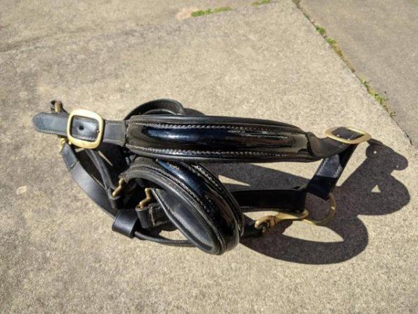 Image 6 of BLACK FULL ENGLISH LEATHER AND PATENT HEAD COLLAR