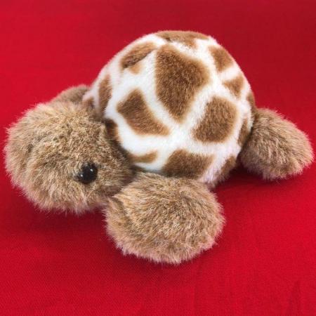 Image 1 of Vintage 1990s tortoise plush toy, 9" long – displayed only.