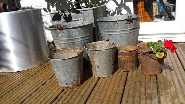 Image 2 of Shabby-Chic Galvanized Plant & Flower Containers
