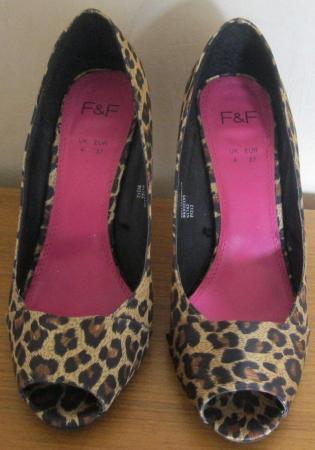 Image 1 of Ladies Black satin High heeled shoes size 4