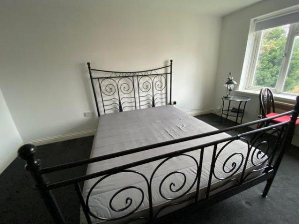 Image 3 of STRIKING IKEA black metal SuperKing size bed frame &mattress