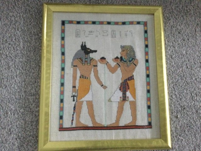 Preview of the first image of Egyptian Cross stitch in a frame.
