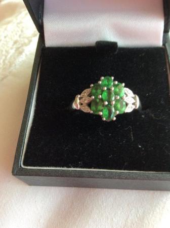 Image 3 of White gold - diopside and diamond ring