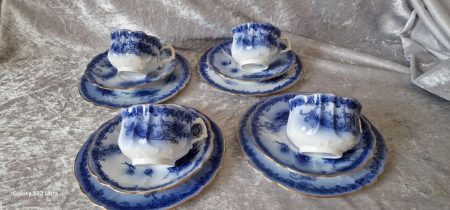 Image 2 of Antique Hammersley Flow Blue Tea Sets