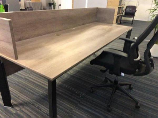 Image 2 of 10 Light walnut office computer desks/tables with cable mgmt