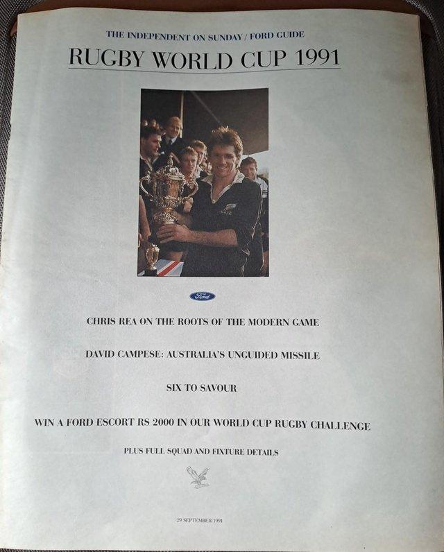 Preview of the first image of 1991 Rugby World Cup Independent on Sunday Guide.