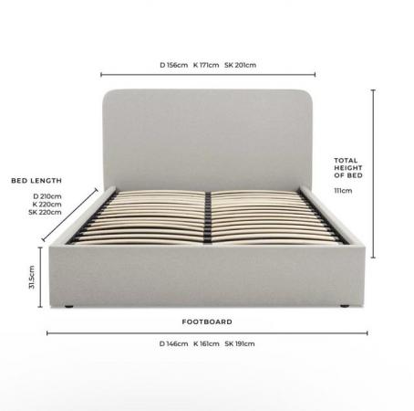 Image 3 of Ascot Ottoman Storage Bed - Grey