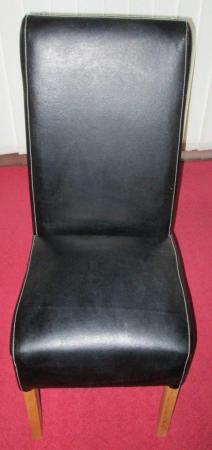Image 1 of PR DINING ROOM CHAIRS, BLACK FAUX LEATHER,SEAT AND BACK, VGC