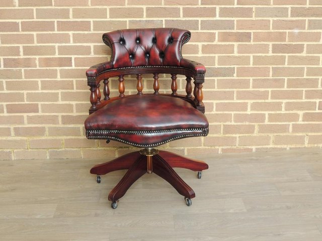 Preview of the first image of Vintage Ox Blood Captains Chesterfield Chair (UK Delivery).