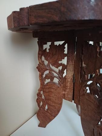 Image 2 of Vintage Carved Occasional Table-wooden small folding side ta