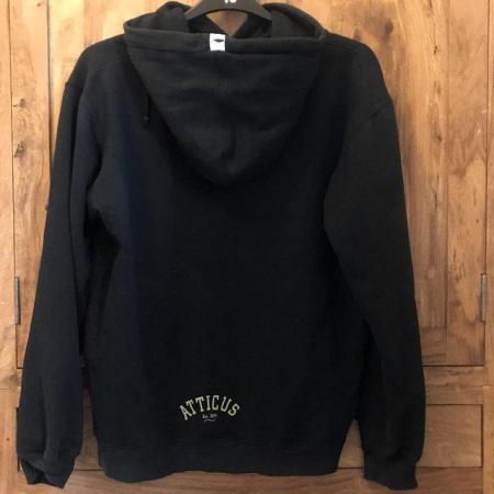 Image 2 of ATTICUS BLACK hoodie, pocket. Cotton. S. Chest approx 40-42"