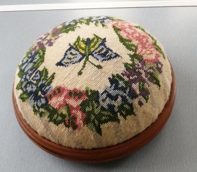 Preview of the first image of Small Round Tapestry Footstool..