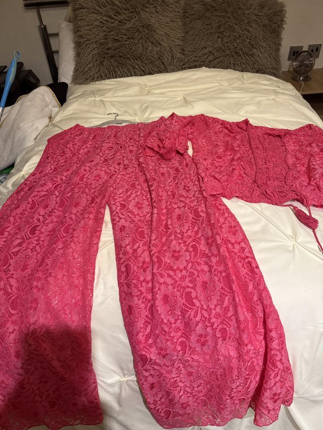 Lace pink off shoulder top and lace trousers — Other in Wickford