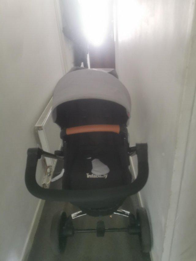 Preview of the first image of Infababy travel set, car seat toddler chair and carry cot.