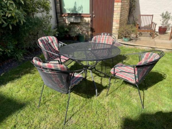 Image 3 of Black Outdoor Patio Garden Furniture Round Table & 4 Chairs