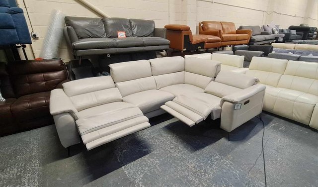Image 11 of Illinois silver leather electric recliner corner sofa