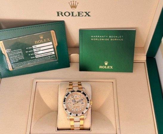 Image 3 of Rolex GMT Master II 116758 SA Mens yellow gold diamond watch