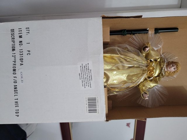 Preview of the first image of 12" promo  fibre optic angel tree topper. Never been out box.