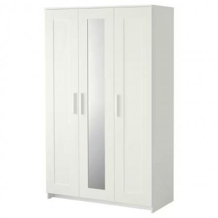 Image 2 of IKEA BRIMNES Wardrobe with 3 doors, white, 117x190 cm