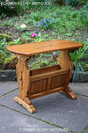 Image 37 of AN OLD CHARM VINTAGE OAK MAGAZINE RACK COFFEE LAMP TABLE