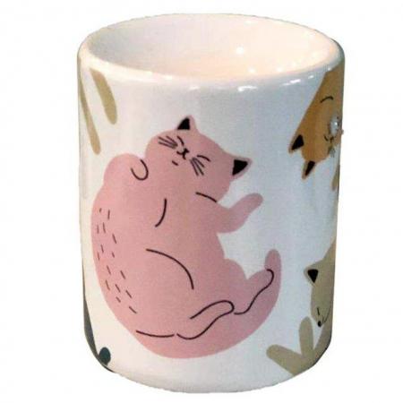 Image 1 of Cats Life Printed Ceramic Oil Burner.  Free postage