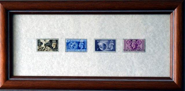 Preview of the first image of FRAMED SET OF OLYMPIC GAMES 1948 MINT STAMPS.