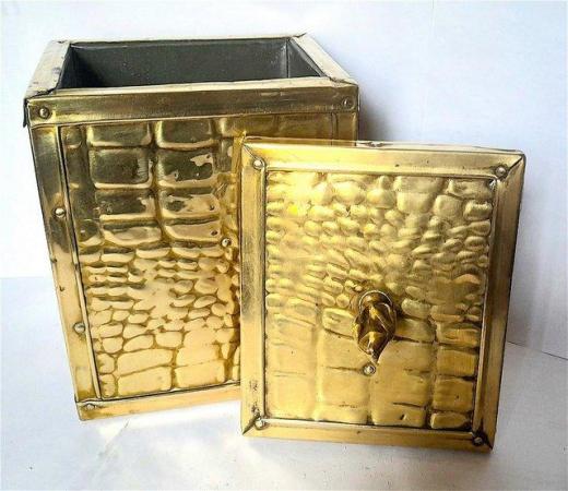 Image 3 of BRASS TEA CADDY or KITCHEN CANISTER 21 x 13 cm