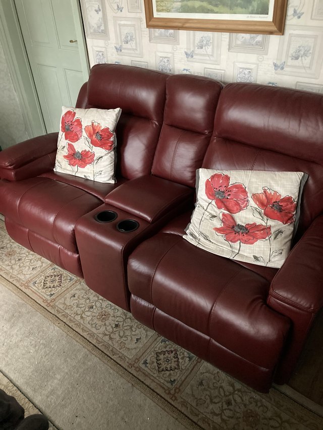 Preview of the first image of Leather sofa violino 2 seater recliner and rocker.