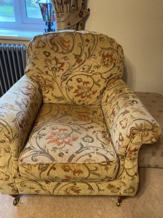 Image 2 of Tapestry patterned sofa and two arm chairs