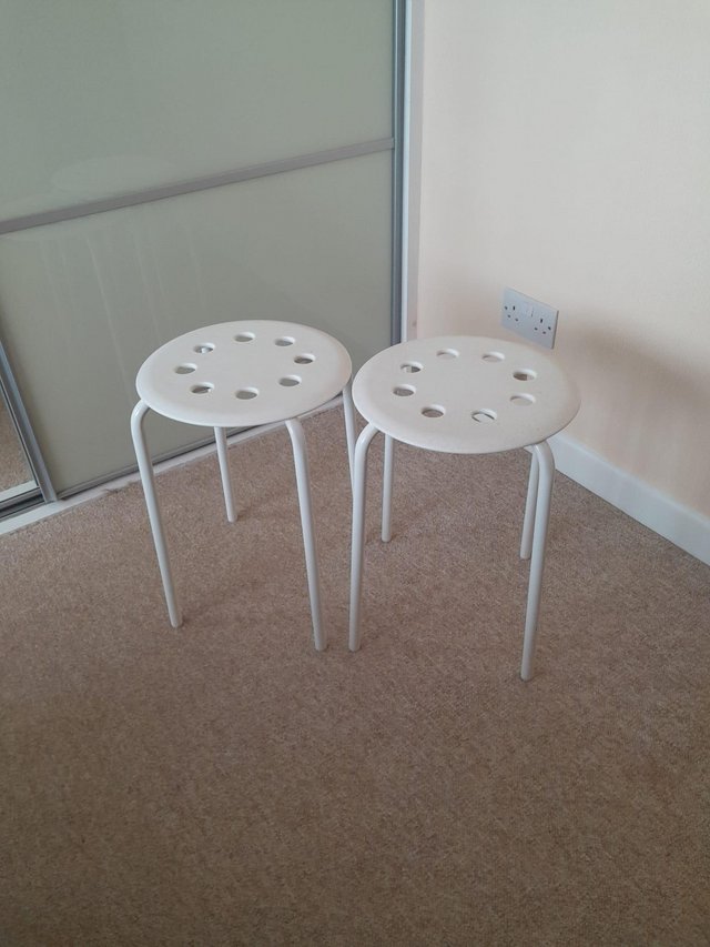 Preview of the first image of Two ikea stools white great condition.