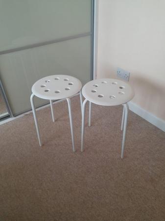 Image 1 of Two ikea stools white great condition
