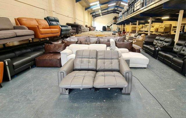 Image 11 of Alessio grey leather electric recliner 2 seater sofa