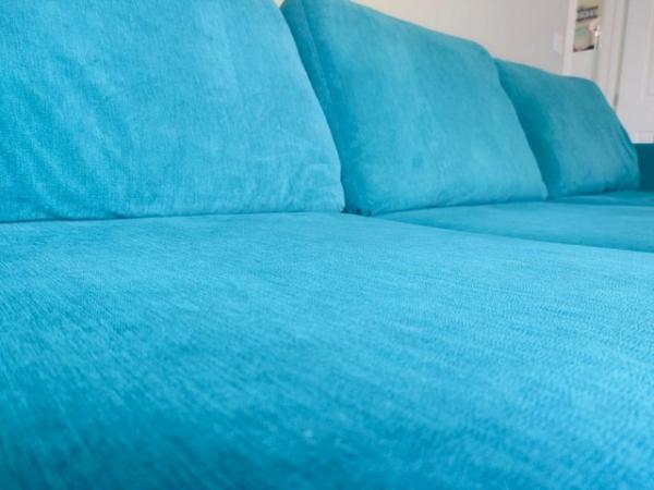 Image 1 of DFS Teal Sofa & Whirl Chair - Like New