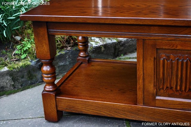 Image 94 of OLD CHARM LIGHT OAK LONG WINE COFFEE TABLE CABINET TV STAND