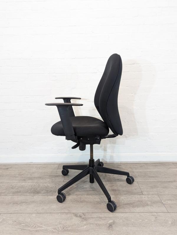 Preview of the first image of Verco Operator Chair, Adjustable, Swivel Base, Black Fabric.