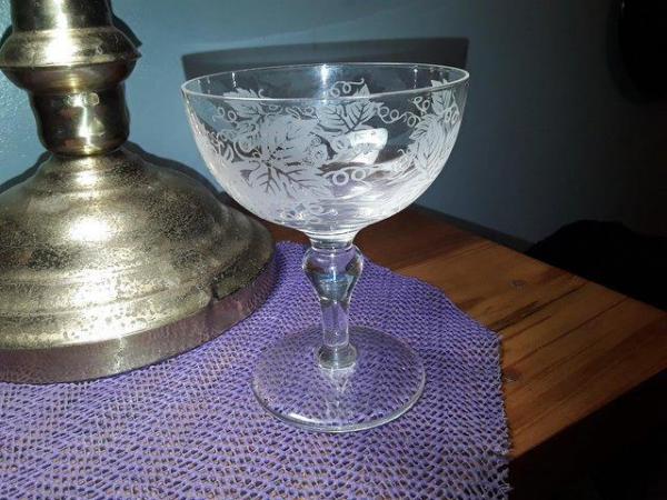 Image 1 of RARE EDWARDIAN ETCHED CRYSTAL CHAMPAGNE COUPE