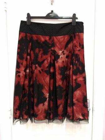 Image 3 of New Marks and Spencer Per Una Black Red Skirt Size 14