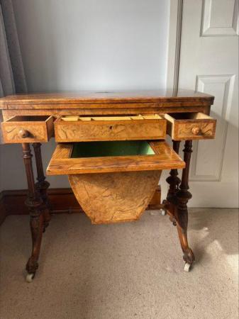 Image 2 of WALNUT SEWING/CARD TABLE