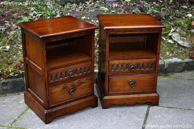 Image 30 of A PAIR OF OLD CHARM LIGHT OAK BEDSIDE CABINETS LAMP TABLES