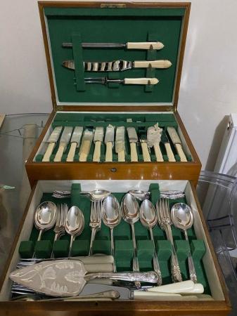 Image 1 of Antique canteen of cutlery sterling silver