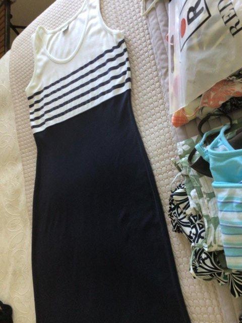 Preview of the first image of Long dress for summer nautical blue white.