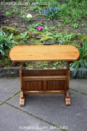 Image 24 of AN OLD CHARM VINTAGE OAK MAGAZINE RACK COFFEE LAMP TABLE