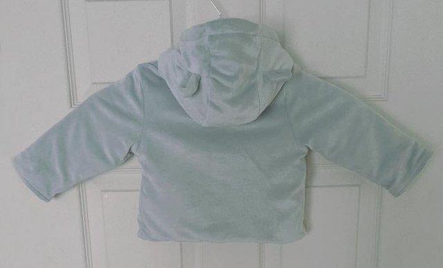 Image 2 of Cute Babies Blue Velour Hooded Jacket (6-9 Months) By TU
