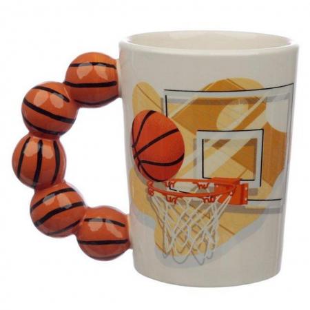 Image 1 of Fun Basket Ball Shaped Handle Ceramic Mug. Free Postage