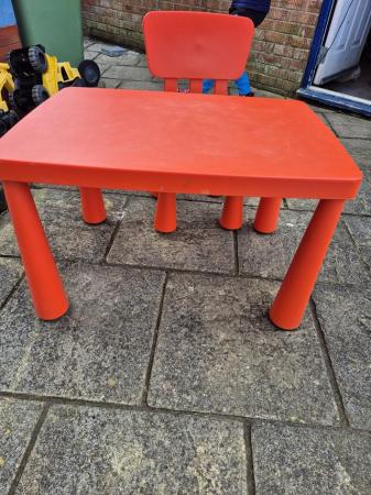 Image 2 of Red table and chair for art, craft, eating at etc