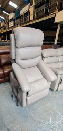 Image 3 of La-z-boy Tulsa grey leather Rise and Lift electric armchair
