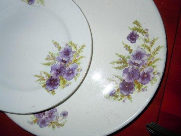 Image 2 of Cake Plate Set- Floral -Albert Street Pottery Burslem Vintag