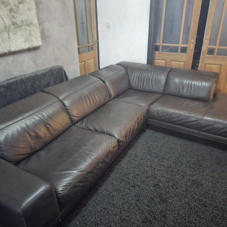 Image 1 of Natuzzi luxury corner sofa in dark chocolate leather