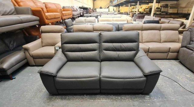 Image 5 of Carter grey leather electric recliner 3 seater sofa