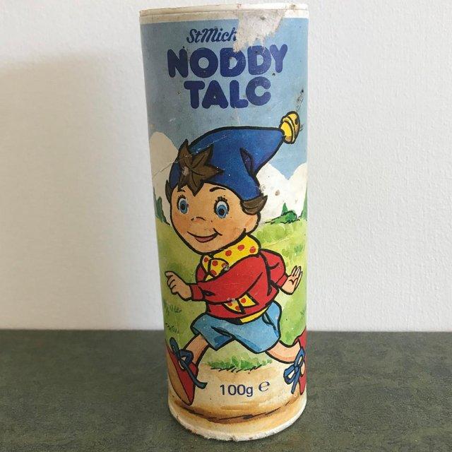Preview of the first image of Vintage 1980's Noddy talc, St Michael, c/w some contents..